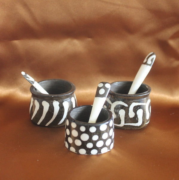 Batik Bone Salt Cup & Spoon – TEMECULA Old Town Spice & Tea Merchants