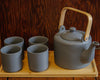Grey Tea Pot w/ Four Cups and Tray