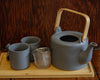 Grey Tea Pot w/ Four Cups and Tray