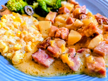 Ham & Cheesy Thyme Potato Casserole
