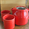 Tea Pot With Cups & Tray - Red